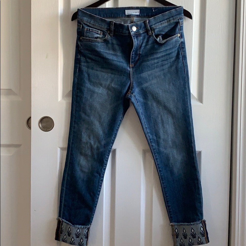 Loft jeans with embroidered bottom size 10